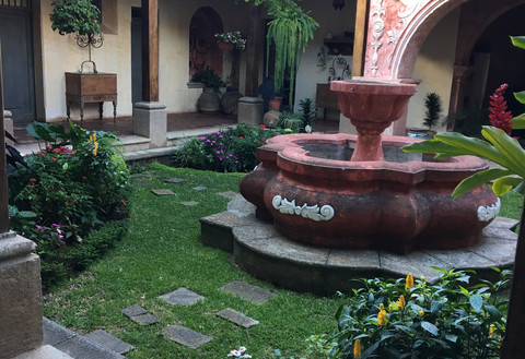 Courtyard with fountain in guatemala