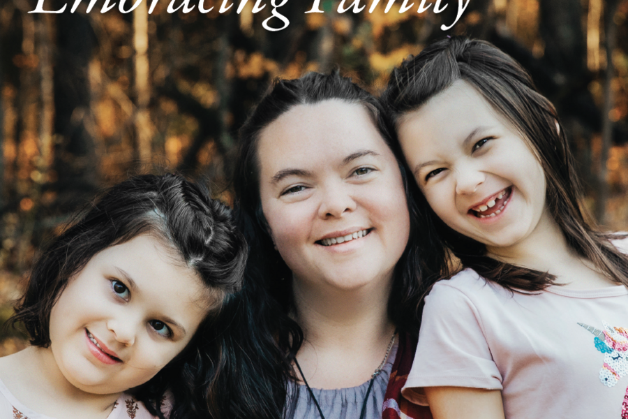 Cover of Foundation Annual Report with a mom and two daughters smiling