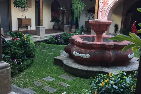 Courtyard with fountain in guatemala
