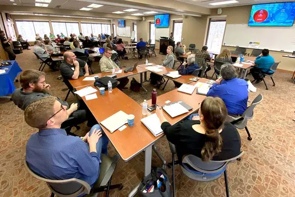 classroom of high school counselors attending a seminar