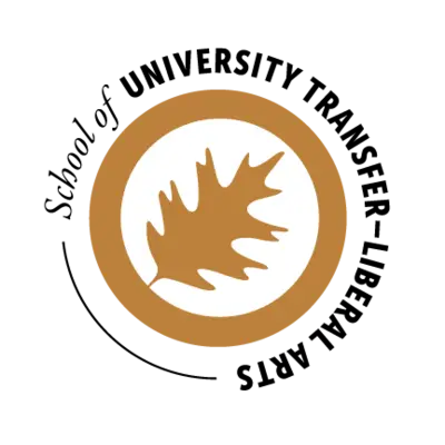 Brown leaf logo with text reading "School of University Transfer-Liberal Arts."