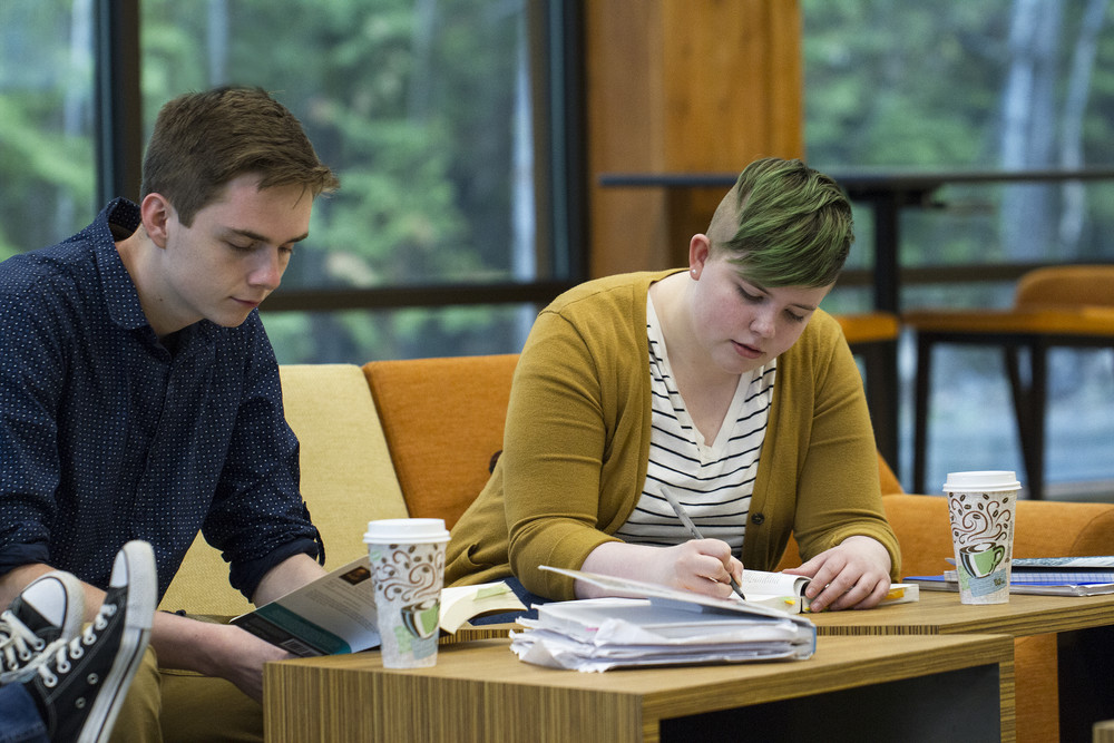 students studying in Lakeside Center