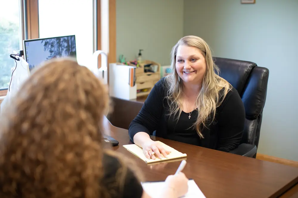 Business colleagues having a meeting in an office.