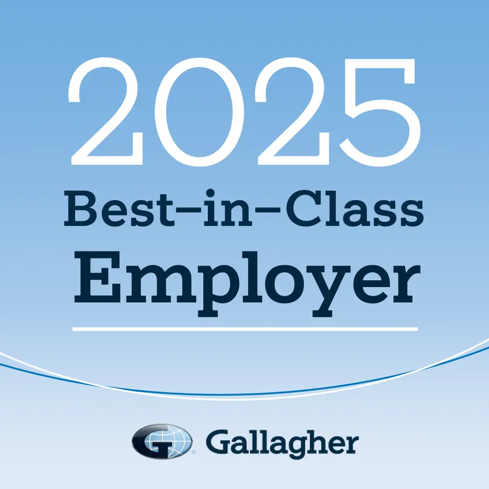 2025 Best-in-Class Employer award logo on blue background.