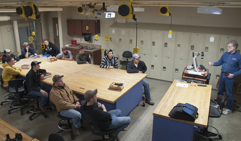 Students in apprenticeship classroom with instructor