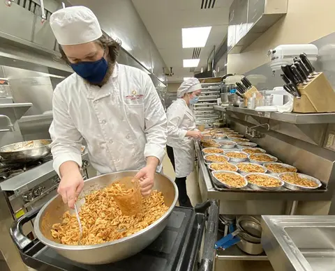 culinary students preparing meals