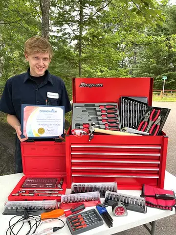 automotive student with snap on tools