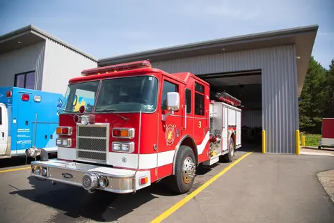 A fire truck and emergency response vehicle at Nicolet College.