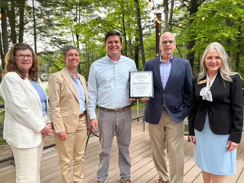 A group of people at the Futuremaker Partner Award ceremony at Nicolet College. Sara Rogers, president of the Wisconsin Technical College System Board, Layla Merrifield, President of the Wisconsin Technical College System, Austin Hoffman, Director of OEM sales and marketing at Superior Diesel, Brian Wendt, president and CEO of Superior Diesel, Kate Ferrel, president of Nicolet College.